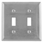 Wiring Device-Kellems SS2L Standard Wallplate, 2 Gangs, 430 Stainless Steel