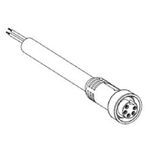 Brad® Mini-Change® 105000A01F200 130006 A-Size Single End Cordset, 7/8-16 UN Connector, Straight Female x Pigtail Connector, 6.1 m Cable Length, 5 Pole, 1 Keyway