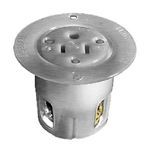 Wiring Device-Kellems HBL5279 1-Phase Grounding Heavy Duty Standard Sized Flanged Receptacle, 125 VAC, 15 A, 2 Pole, 3 Wires, Metallic