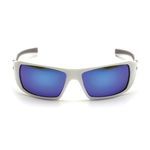 Pyramex® SW5665D Goliath® Safety Glasses, Scratch-Resistant Lens Coating, Ice Blue Mirror Lens, White Frame, Plastic Frame, Polycarbonate Lens, Specifications Met: ANSI Z87.1