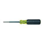 Klein® 32559 6-in-1 Extended Reach Multi-Bit Screwdriver, Measurement System: Imperial, 6 Piece, 3/16 in, 1/4 in, #1, #2, 1/4 in, 5/16 in Screwdriver Size, Cushion Grip Handle, Rubber/Steel, No Magnetized Tip