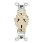 Leviton® 5032 Straight Blade Single Receptacle, 125/250 VAC, 20 A, 2 Pole, 3 Wires, Brown