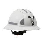 JSP® 280-EV6161MCR2-10 Evolution® 6161MCR2 Deluxe Full Brim Non-Vented Mining Hard Hat With CR2 Reflective Kit, HDPE Shell/Non-Corrosive Steel Lamp Bracket, 6-Point Polyester Strap Suspension, ANSI Electrical Class Rating: E, Wheel Ratchet Adjustment