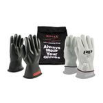 Novax® 150-SK-0/12-KIT Insulating Unisex Electrical Safety Gloves Kit, SZ 12, Goatskin Leather/Natural Rubber, Black/Natural, 11 in L, ASTM Class: Class 0, 1000 VAC, 1500 VDC Max Use Voltage