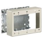 PREMISE WIRING HBL57483IV HBL500 3-Gang Standard Switch and Receptacle Box, 6.7 in L x 4.8 in W x 1.3 in H, Steel, Ivory