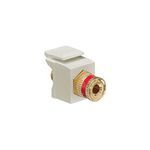 QuickPort® 40833-BIR Feedthrough Snap-In Binding Post Connector With Red Stripe, Threaded Termination, High Impact Plastic