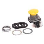 Allen-Bradley 800T-D9AV 800T PB, 30mm Momentary Push Button, Mushroom Head Push Button, Mushroom Head, Yellow, Standard, Standard, Yellow, No Guards on Terminals, 1 NO 1 NC PenTUFF Contacts, 1 NO 1 NC PenTUFF Contacts, Device w/ Pkg