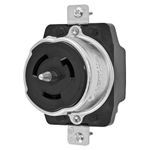 Wiring Device-Kellems CS8469 3-Phase Heavy Duty Grounding Single Standard Locking Receptacle, 480 VAC, 50 A, 2 Poles, 3 Wires, Black
