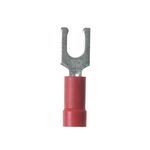 Panduit® Pan-Term® PV18-6LF-MY Locking Fork Terminal, 22 to 18 AWG Conductor, 0.9 in L, Brazed Seam/Funnel/Serrated Barrel, Copper, Red