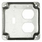 RACO® 906C Crushed Corner Covers Exposed Work Drawn Raised Square Box Cover, 0.563 in L x 4-1/8 in W x 1/2 in D, Duplex Receptacle/Toggle Switch Cover, Steel