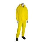 FALCON™ Base35™ 201-370X5 3-Piece 2-Pocket Premium Rainsuit, 5XL, Yellow, Polyester/PVC, 58 in Waist, 35 in L Inseam, Detachable Drawstring Hood