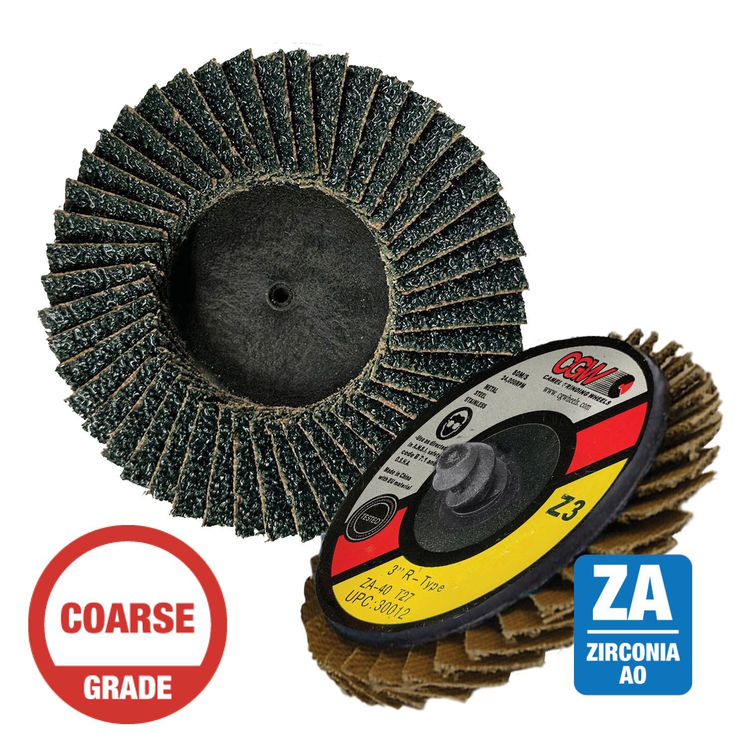 CGW 30012 Z3 Mini 3" Flap Disc Roll-On Arb. T27 40G Zirconia 10 per Box