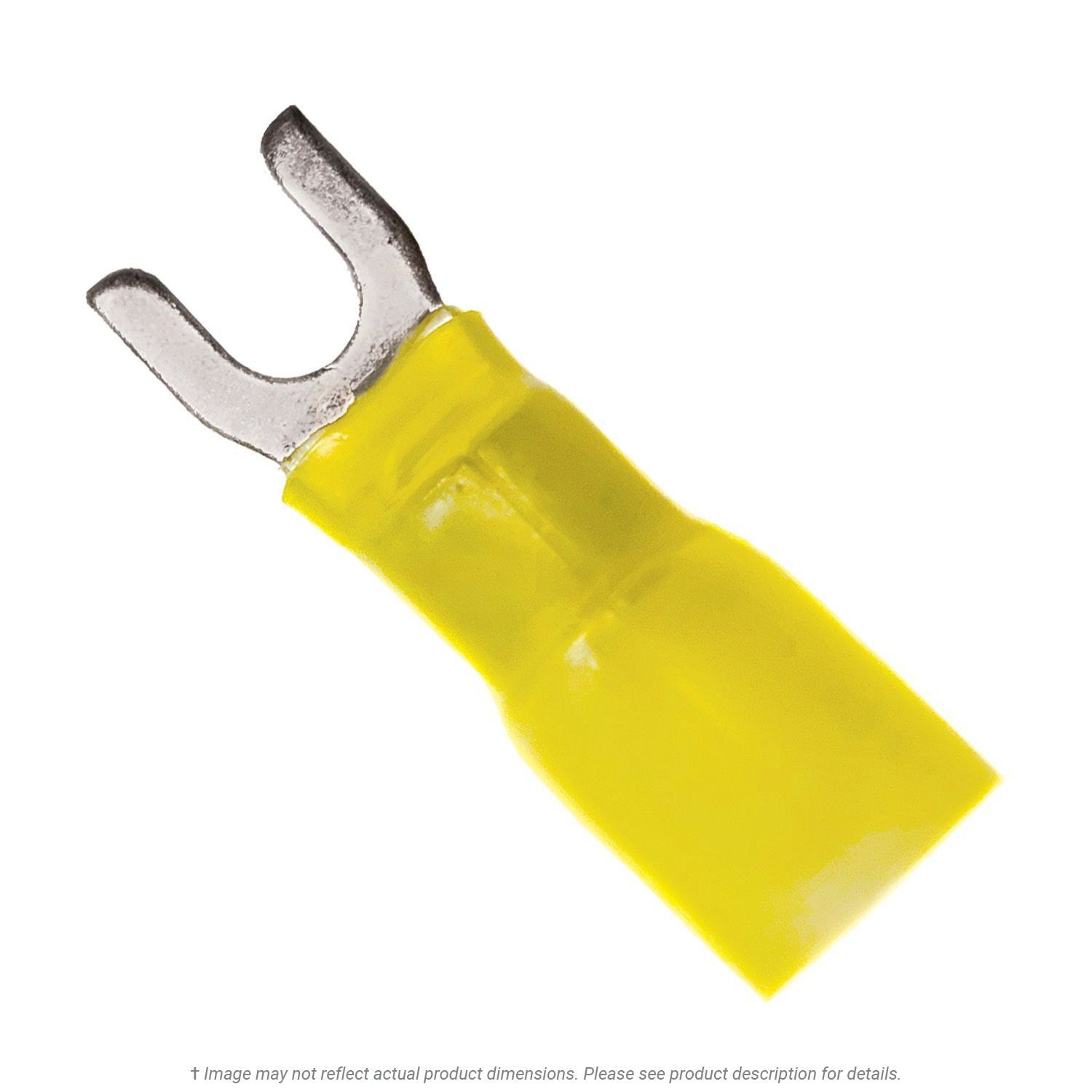 Heat Shrink Spade Terminal Yellow 12-10 AWG, #8 Stud - 50 Pack