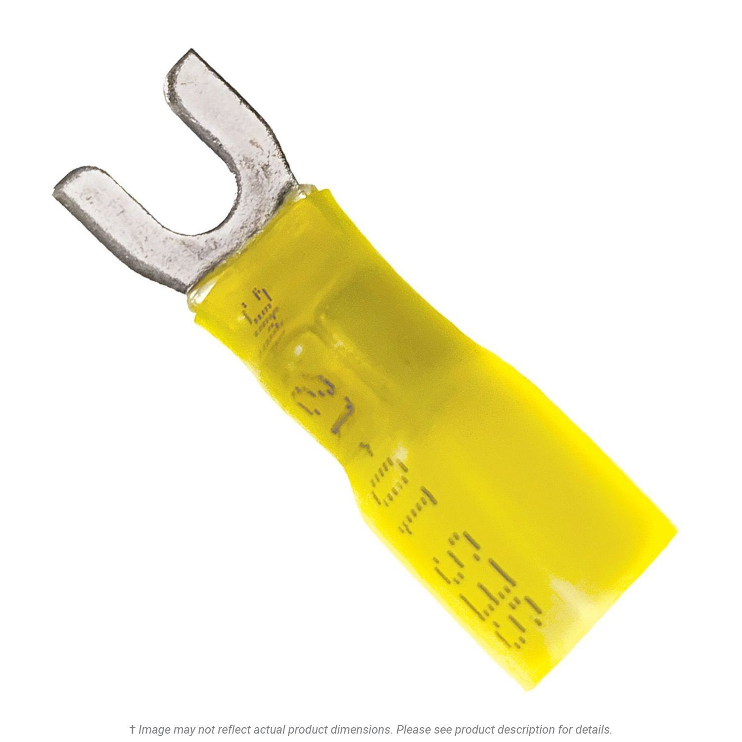 Heat Shrink Spade Terminal Yellow 12-10 AWG, #6 Stud - 50 Pack