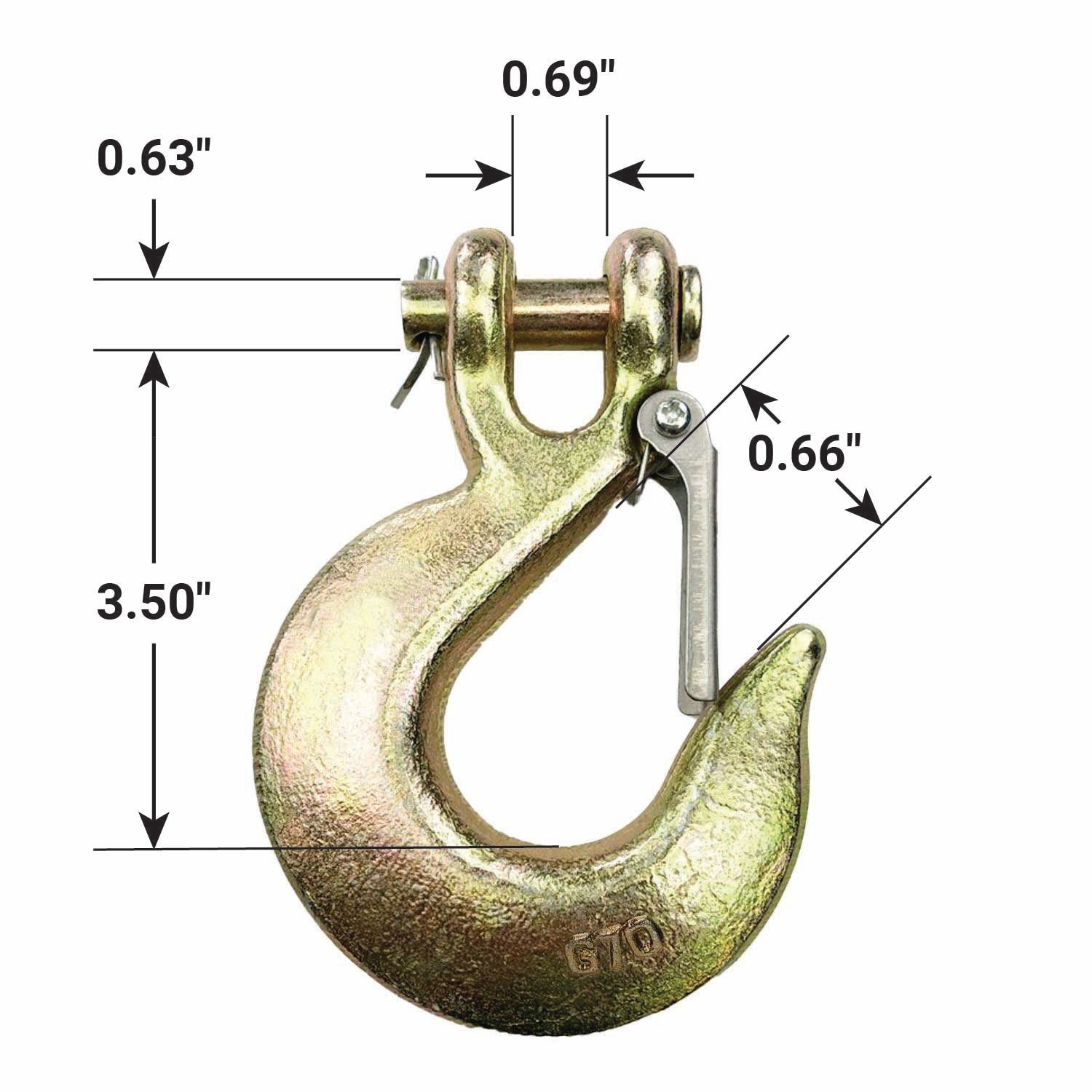 1/2" Alloy G70 Clevis Slip Hook with Latch Yellow Zinc