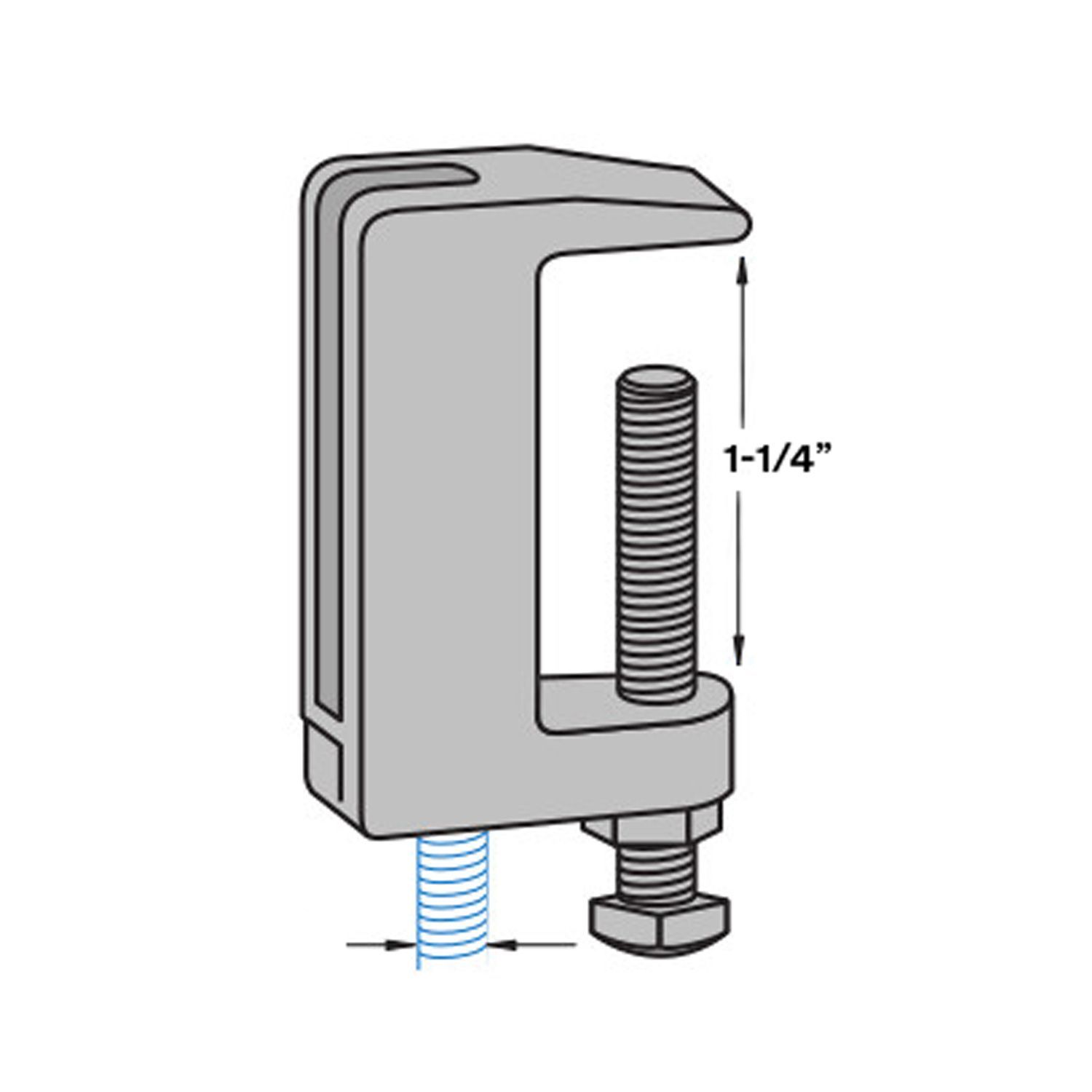 1/2"-13 Wide Mouth Top Beam Clamp, 1-1/4" Jaw Opening