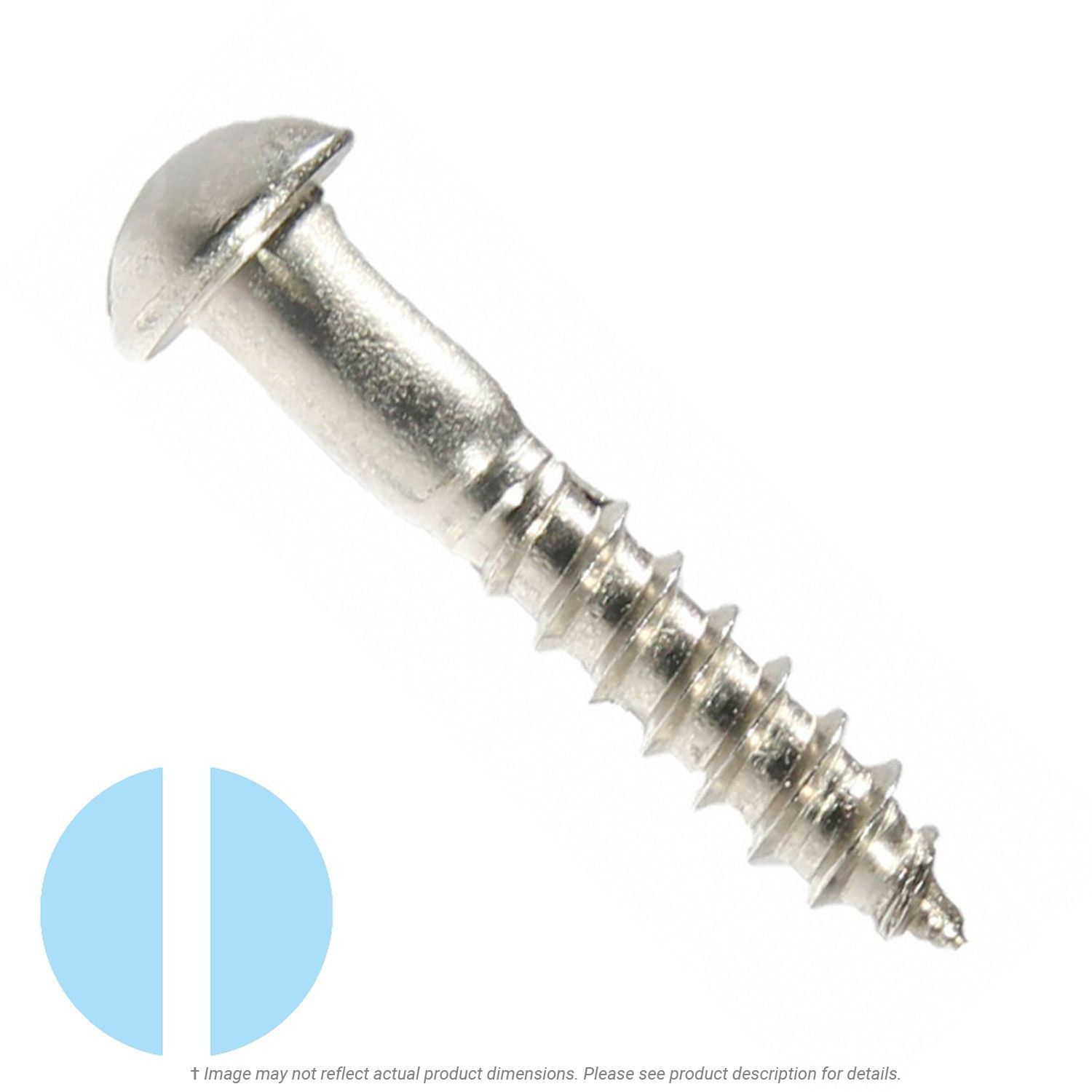 #12 x 1-1/2" Stainless Steel Slotted Round Head Wood Screw
