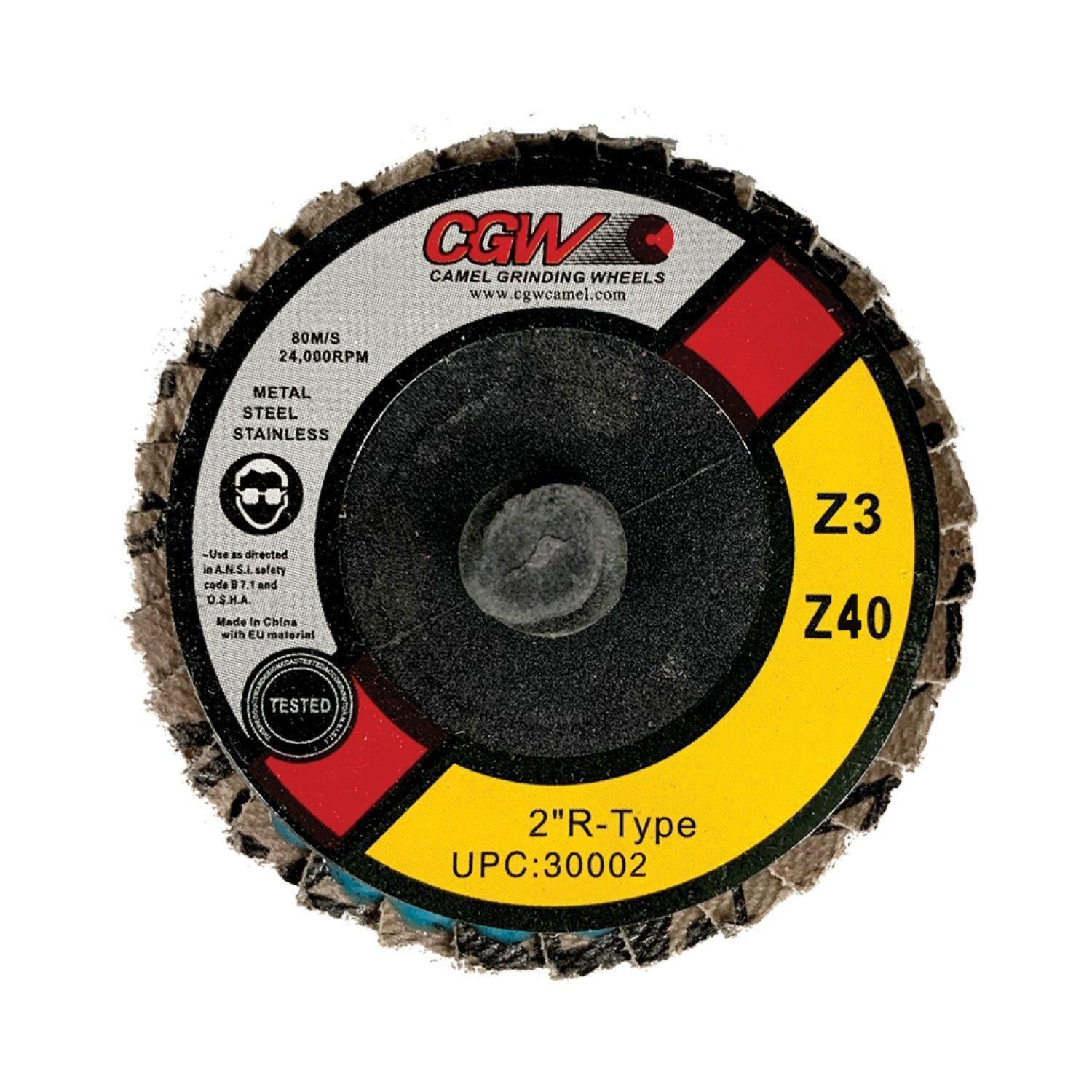 CGW 30002 Z3 Mini 2" Flap Disc Roll-On Arb. T27 40G Zirconia 10 per Box