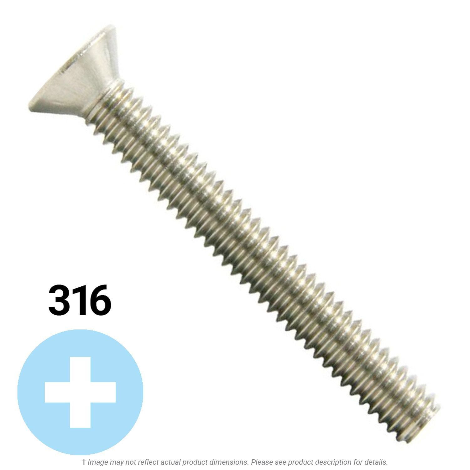 #10-32 x 1" Stainless Steel Phillips Flat Head Machine Screw 316