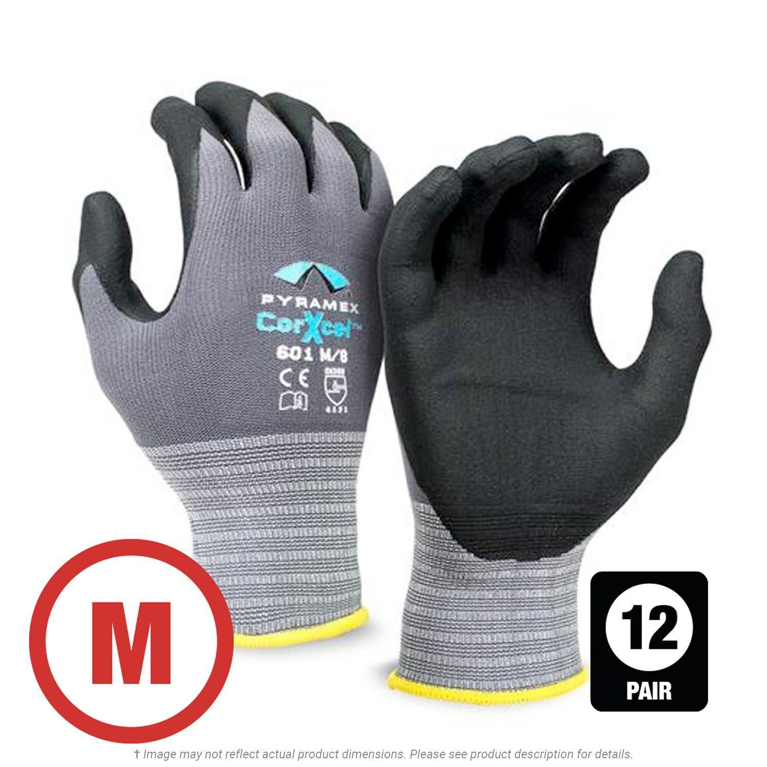 Pyramex CorXcel GL601 Micro-Foam Nitrile Gloves, Medium - 12 pair per bag