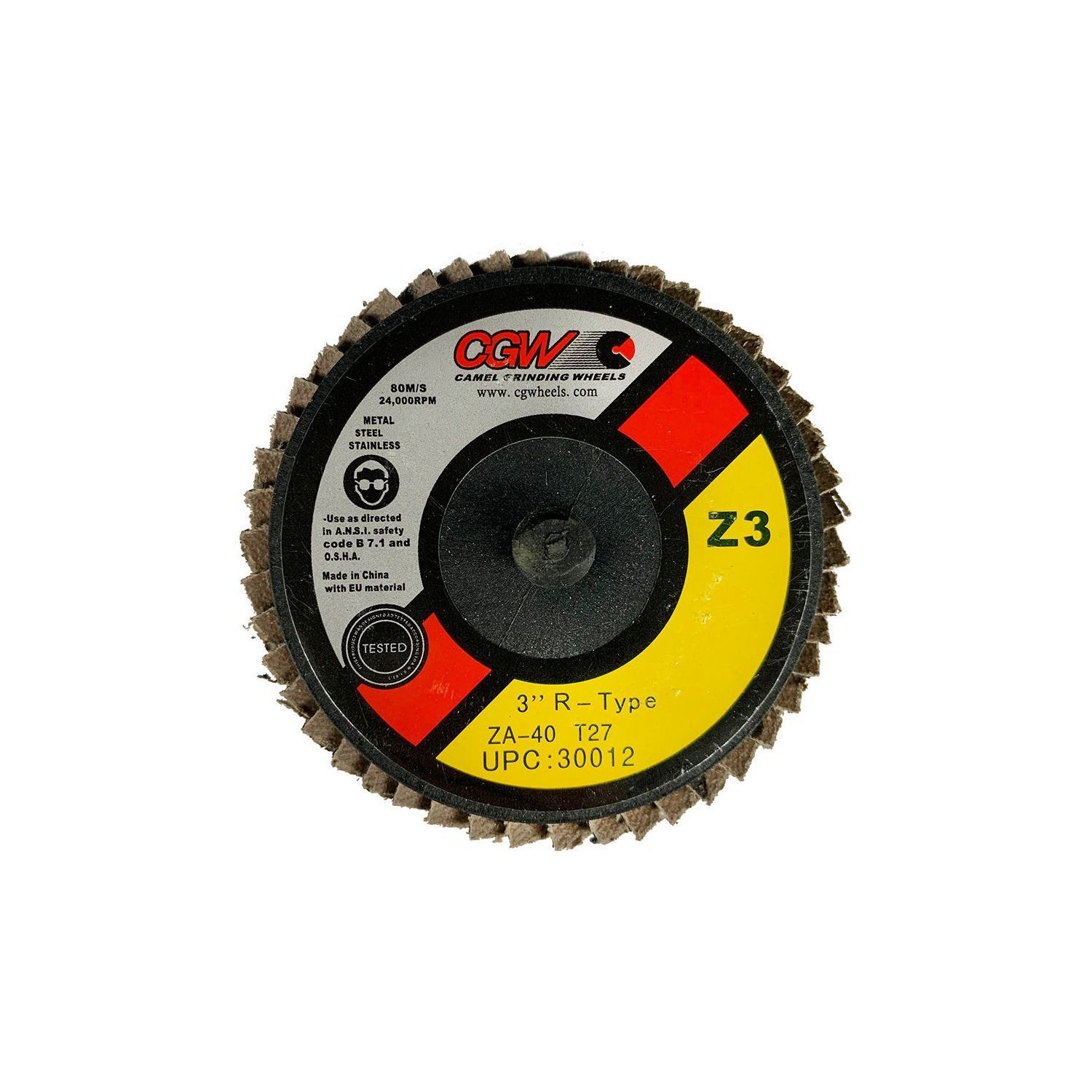 CGW 30012 Z3 Mini 3" Flap Disc Roll-On Arb. T27 40G Zirconia 10 per Box