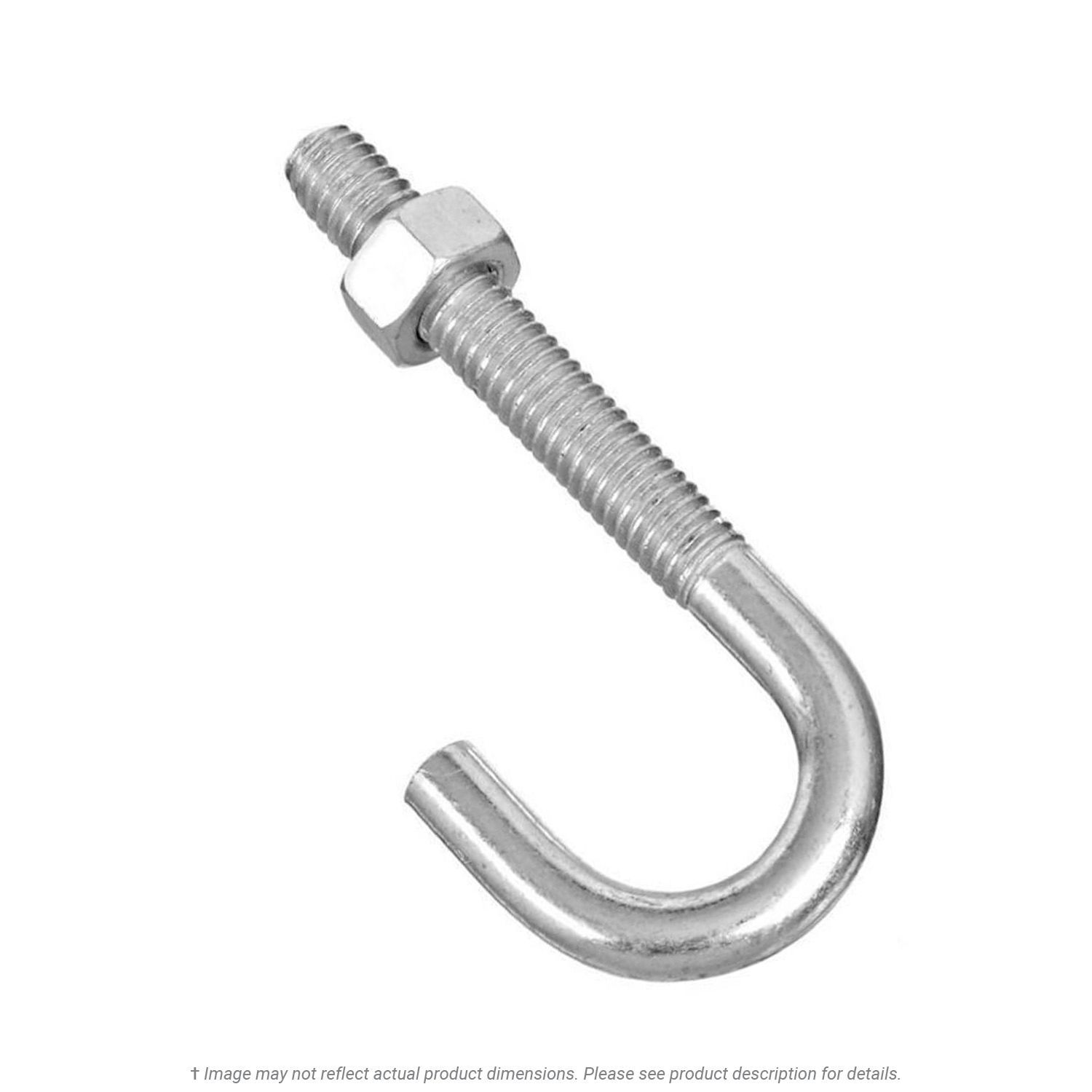 3/8"-16 x 3-3/4" Stainless Steel J-Bolt with Nut - 10 per Box