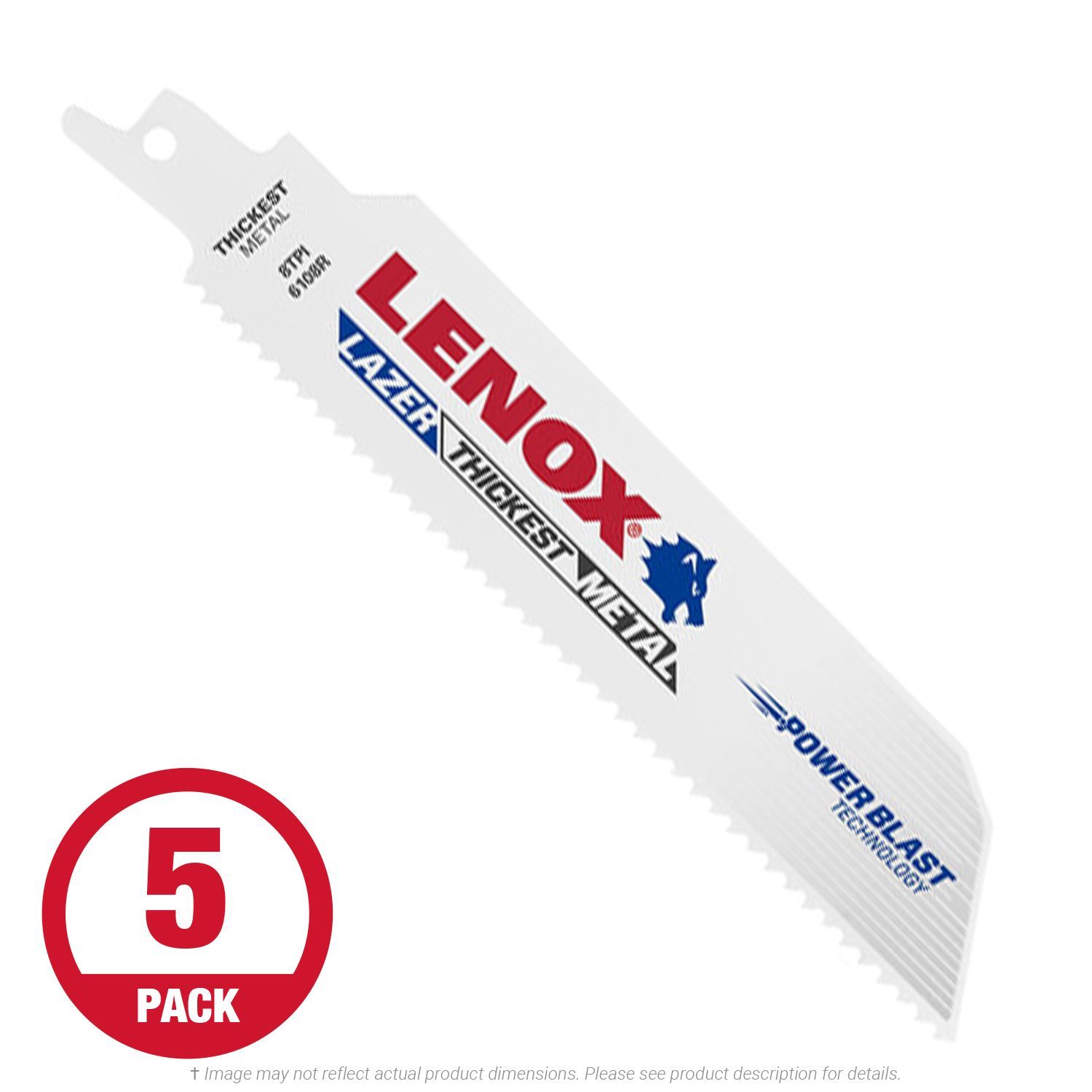 Lenox Lazer 6108R Heavy Duty 6" x 8 TPI Recip Saw Blade For Metal, 5-Pack