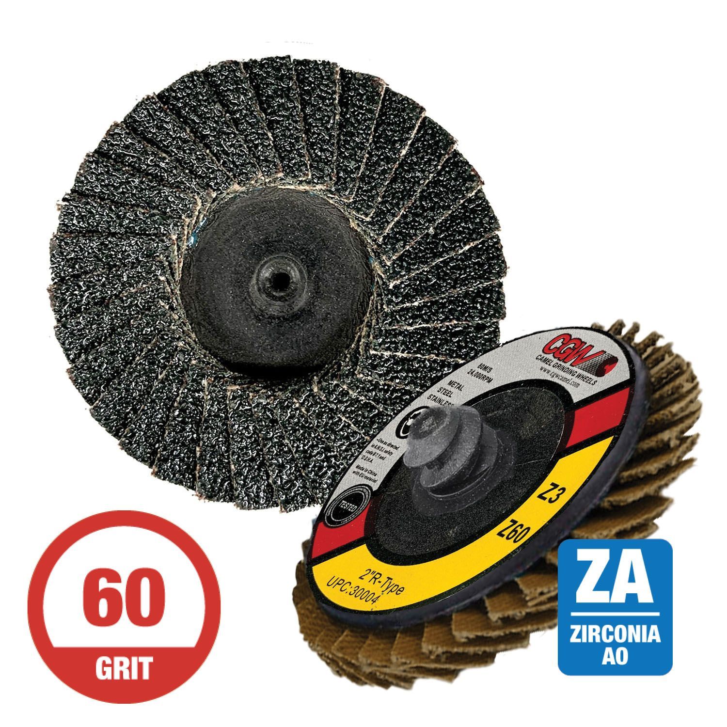 CGW 30004 Z3 Mini 2" Flap Disc Roll-On Arb. T27 60G Zirconia 10 per Box