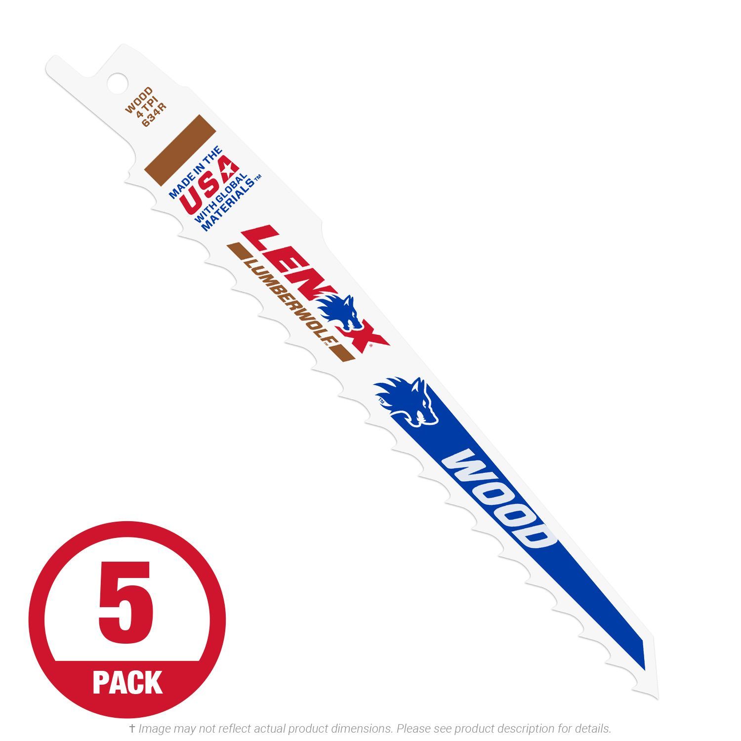 Lenox 6" x 4T Recip Blades for Wood 5 per Pack K.L. Jack