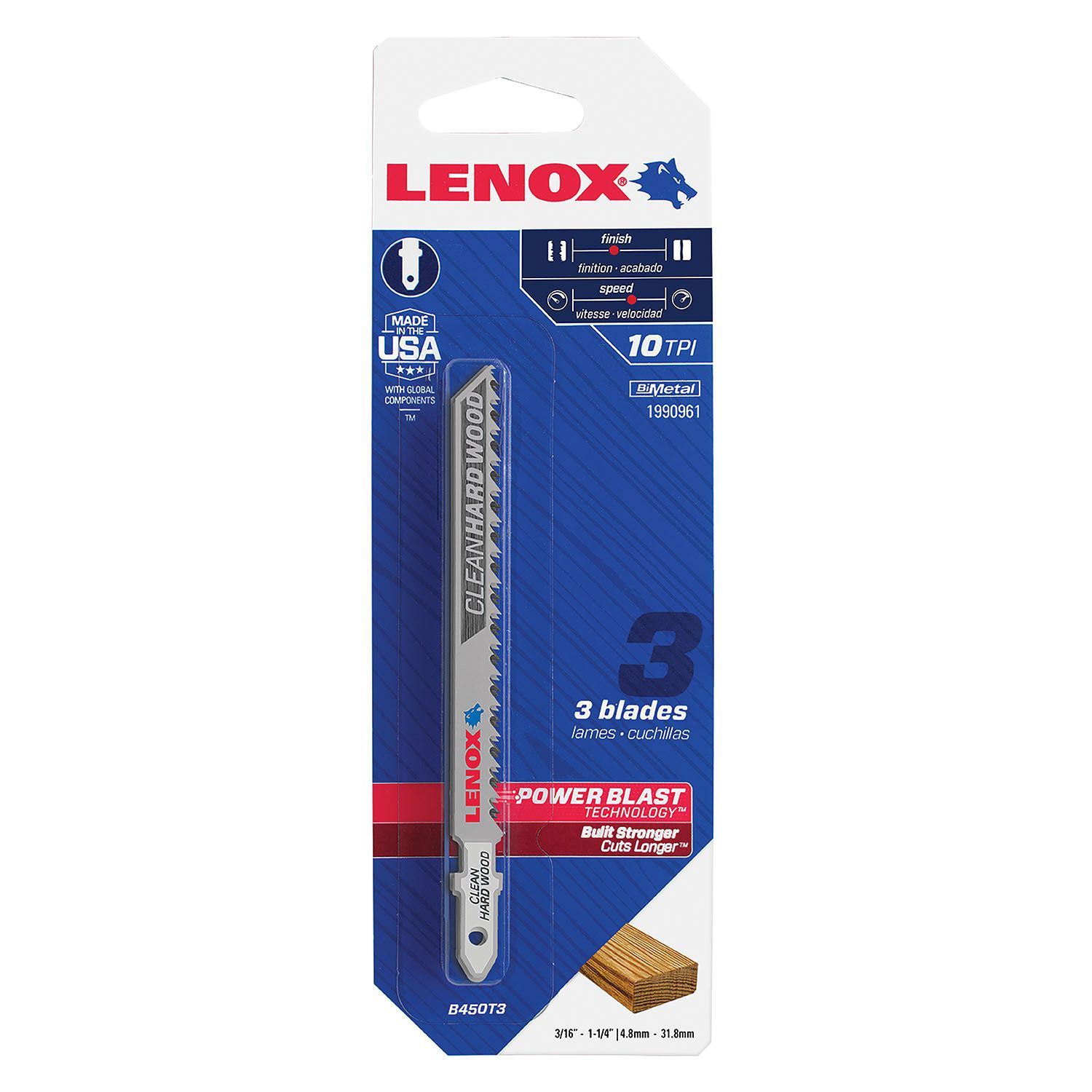 Lenox 4" T-Shank Jigsaw Blade 10 Tooth - 3 per Pack