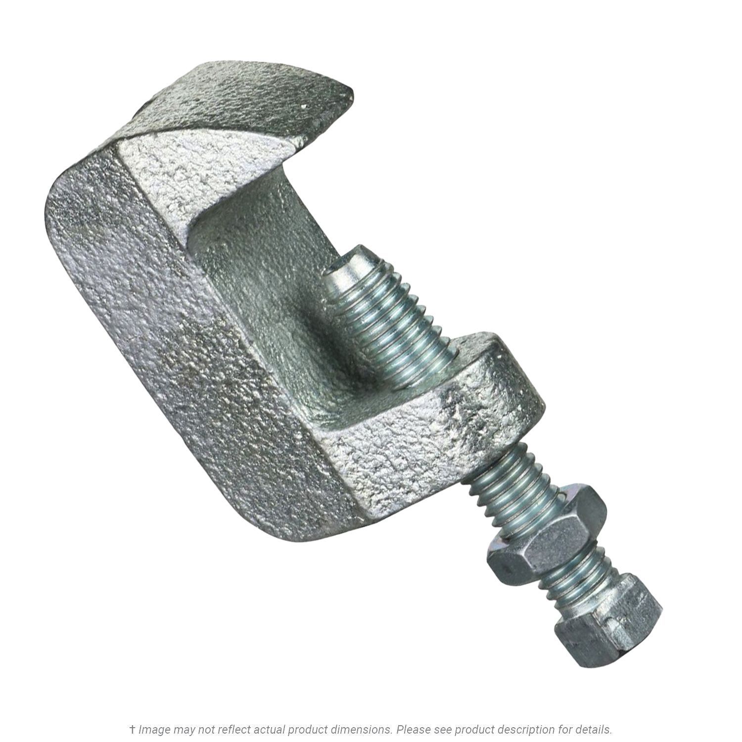 1/2"-13 Zinc Plated Wide Mouth Top Beam Clamp, 1-1/4" Jaw Opening