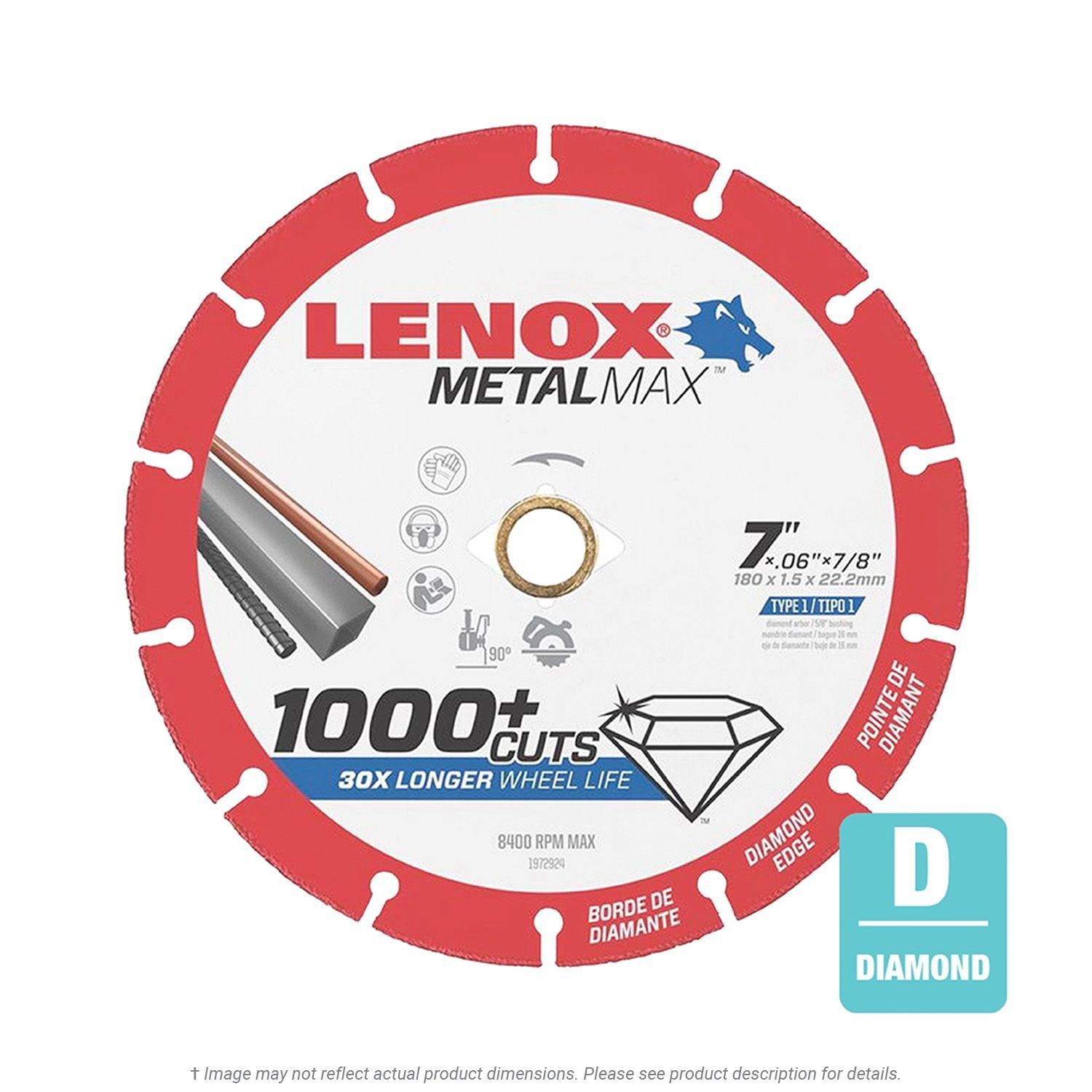 Lenox MetalMax  7" x .060" x 7/8" Arbor T1 Cut-Off Wheel 1972924
