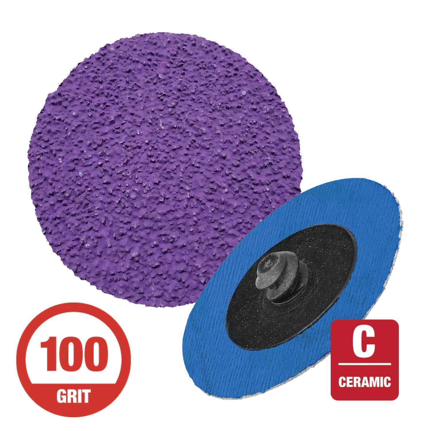 CGW 59926  3" Quick Change Disc Roll-On Arb. 100G Ceramic  25 per Box