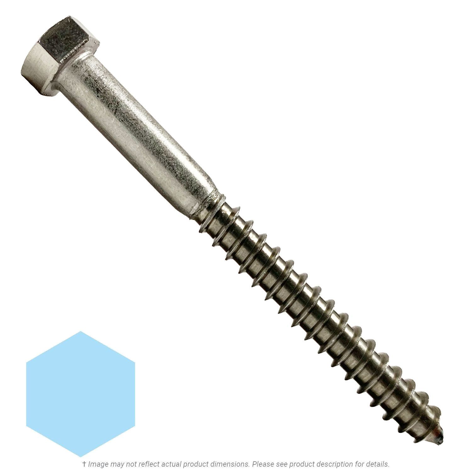 3/8" x 4-1/2" Stainless Steel Hex Lag Screw 18-8