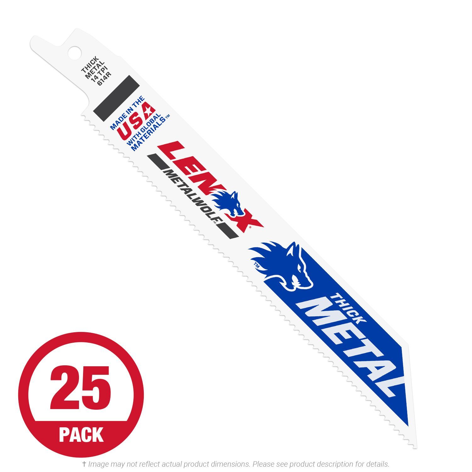 Lenox B614R - 6" x 14 TPI Bi-Metal Reciprocating Blade for Metal, 25-pack