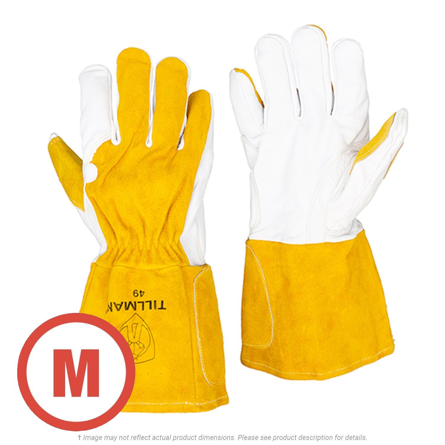 Tillman 49 Lined 5" Cuff Goatskin/Split Cowhide Back MIG Glove with Glidepatch Medium