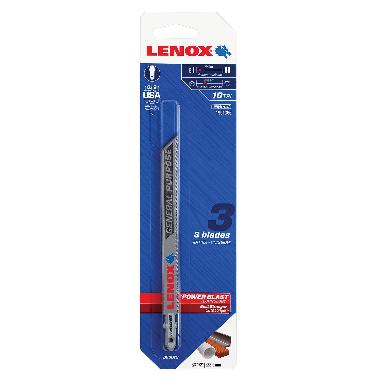 Lenox 5-1/4" T-Shank Jigsaw Blade 10 Tooth - 3 per Pack