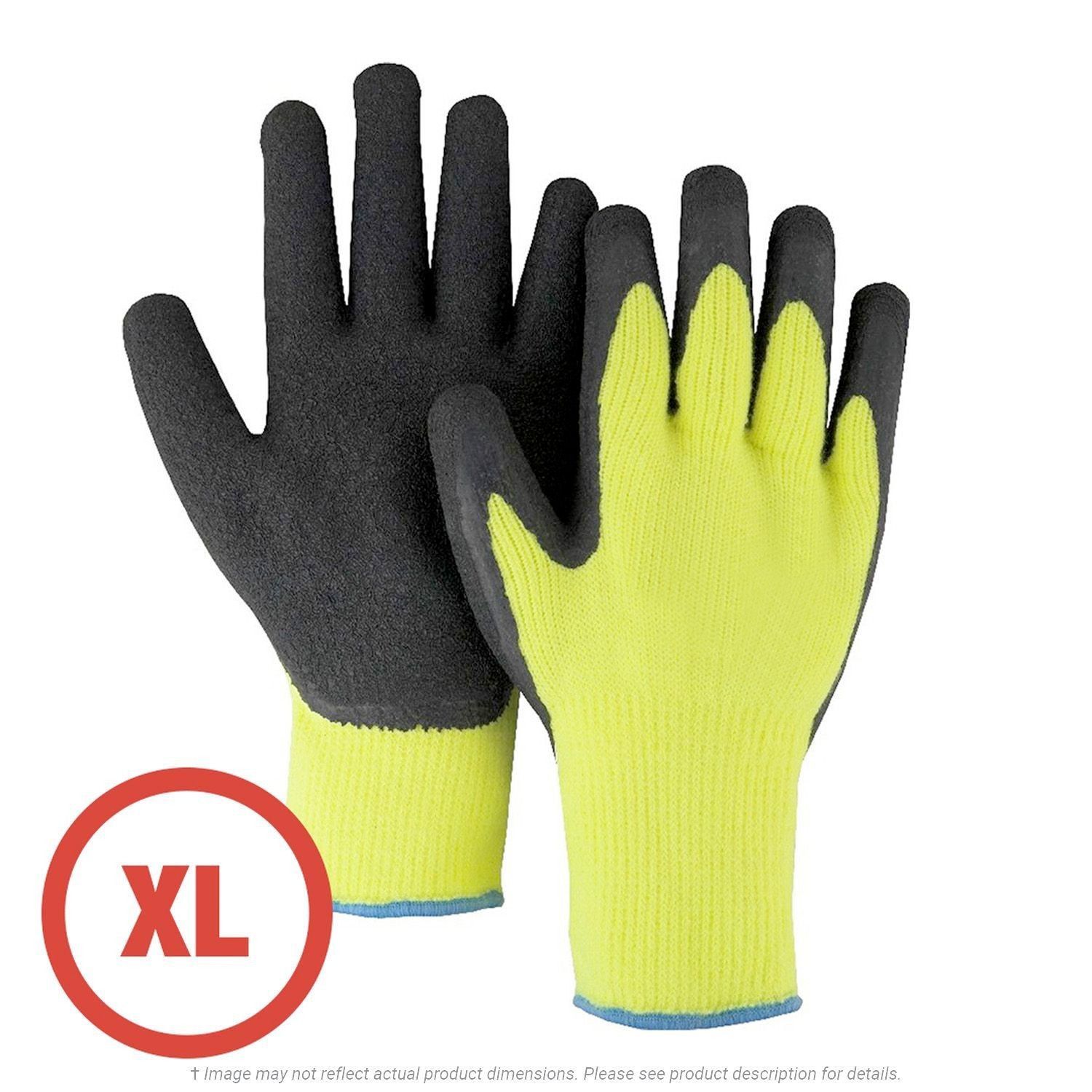 Thermal Palm Dipped Lined Grip Glove, Yellow, XL - 12 Pairs Per Bag