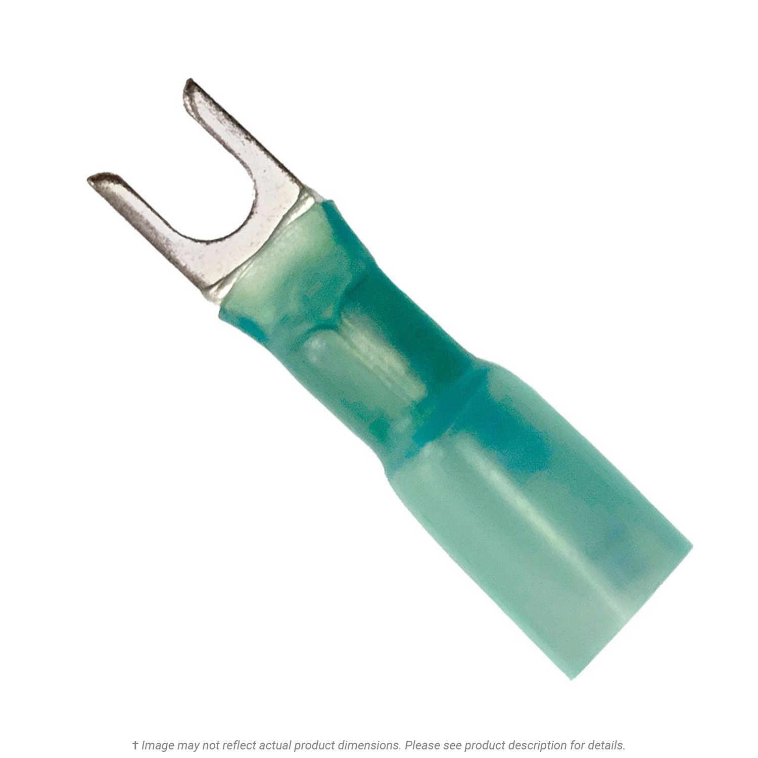 Heat Shrink Spade Terminal Blue 16-14 AWG, #6 Stud - 50 Pack