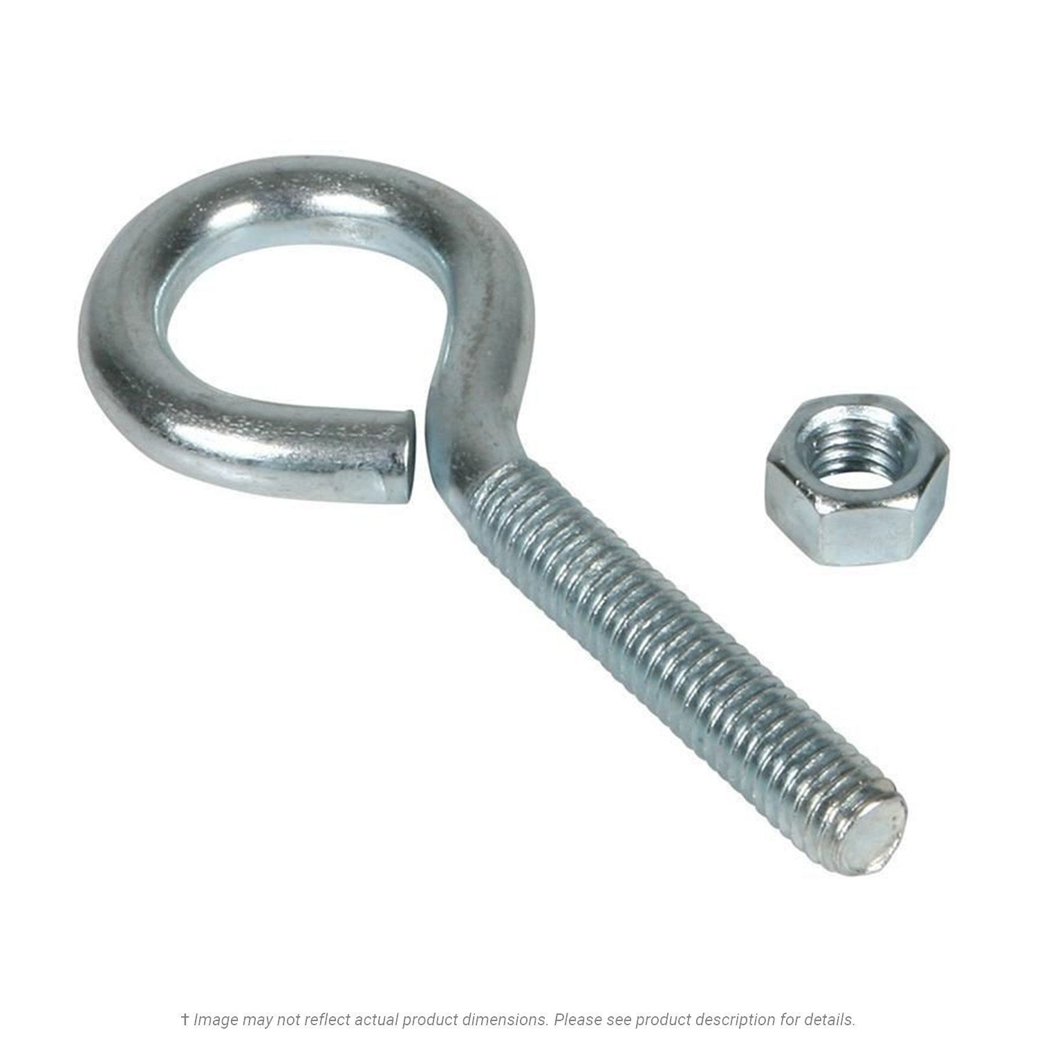 1/4-20 x 3" OAL Zinc Plated Bent Wire Eyebolt with Nut - 20 per Box