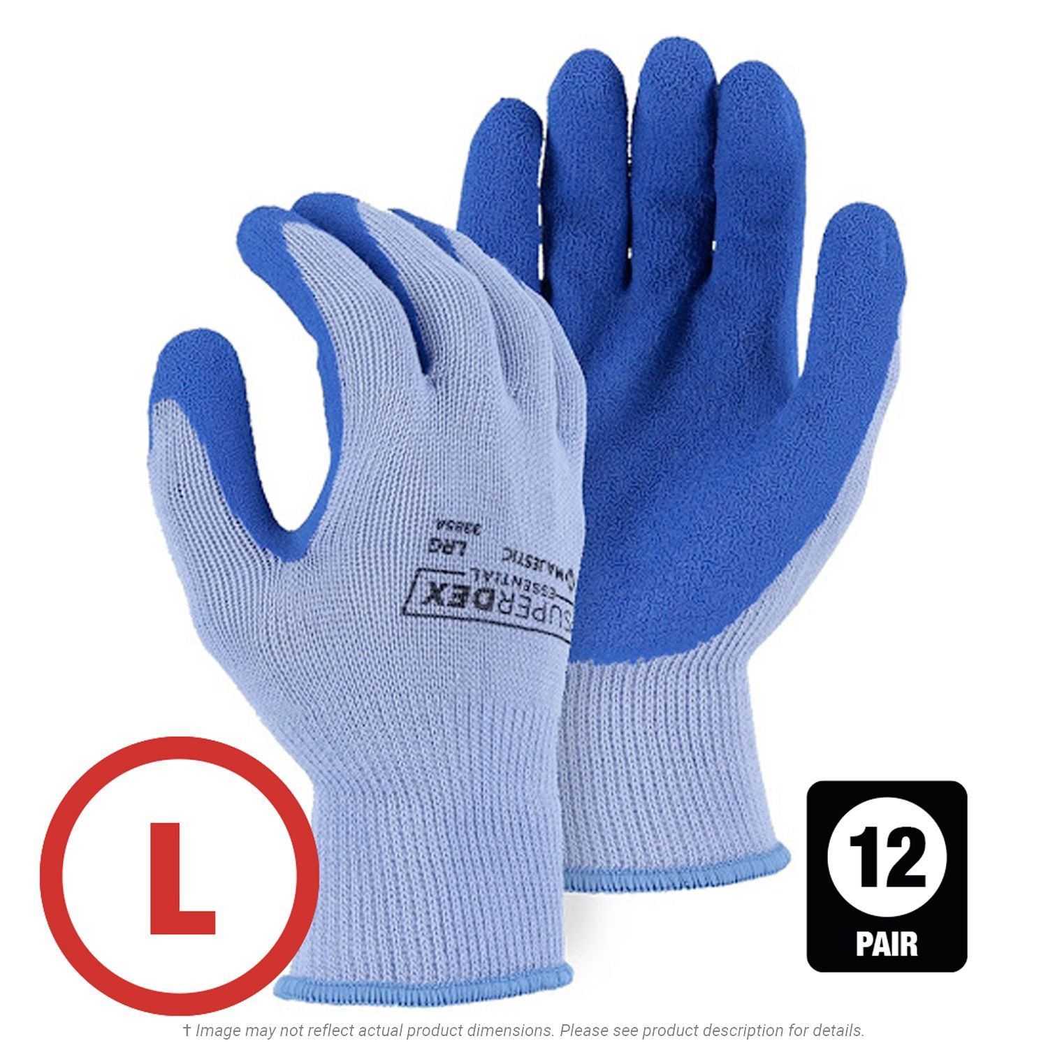Latex Palm Coated Cotton-Poly Shell Large - 12 Pairs Per Bag