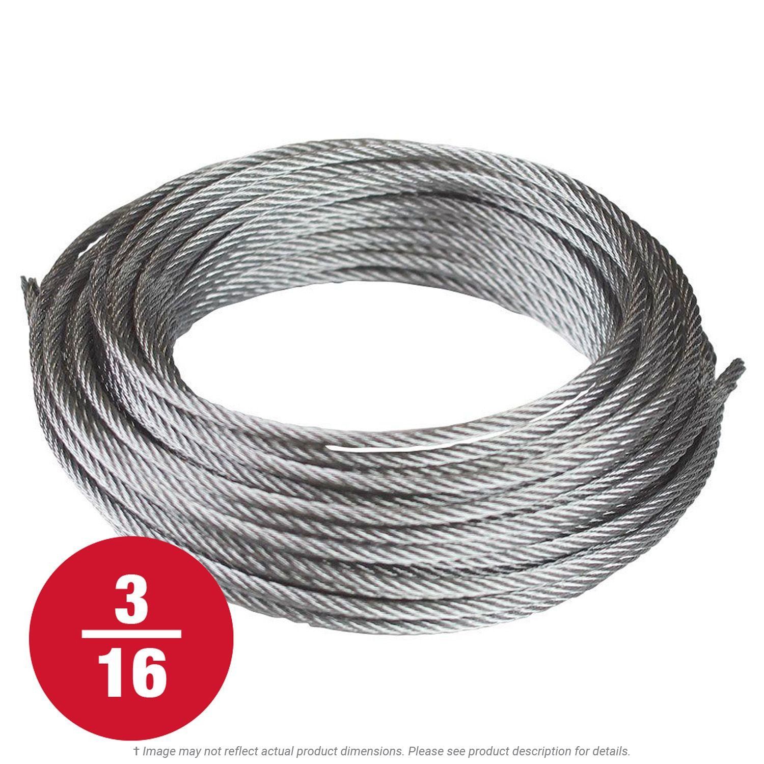 3/16" x 100 ft. Galvanized 7x19 Cable