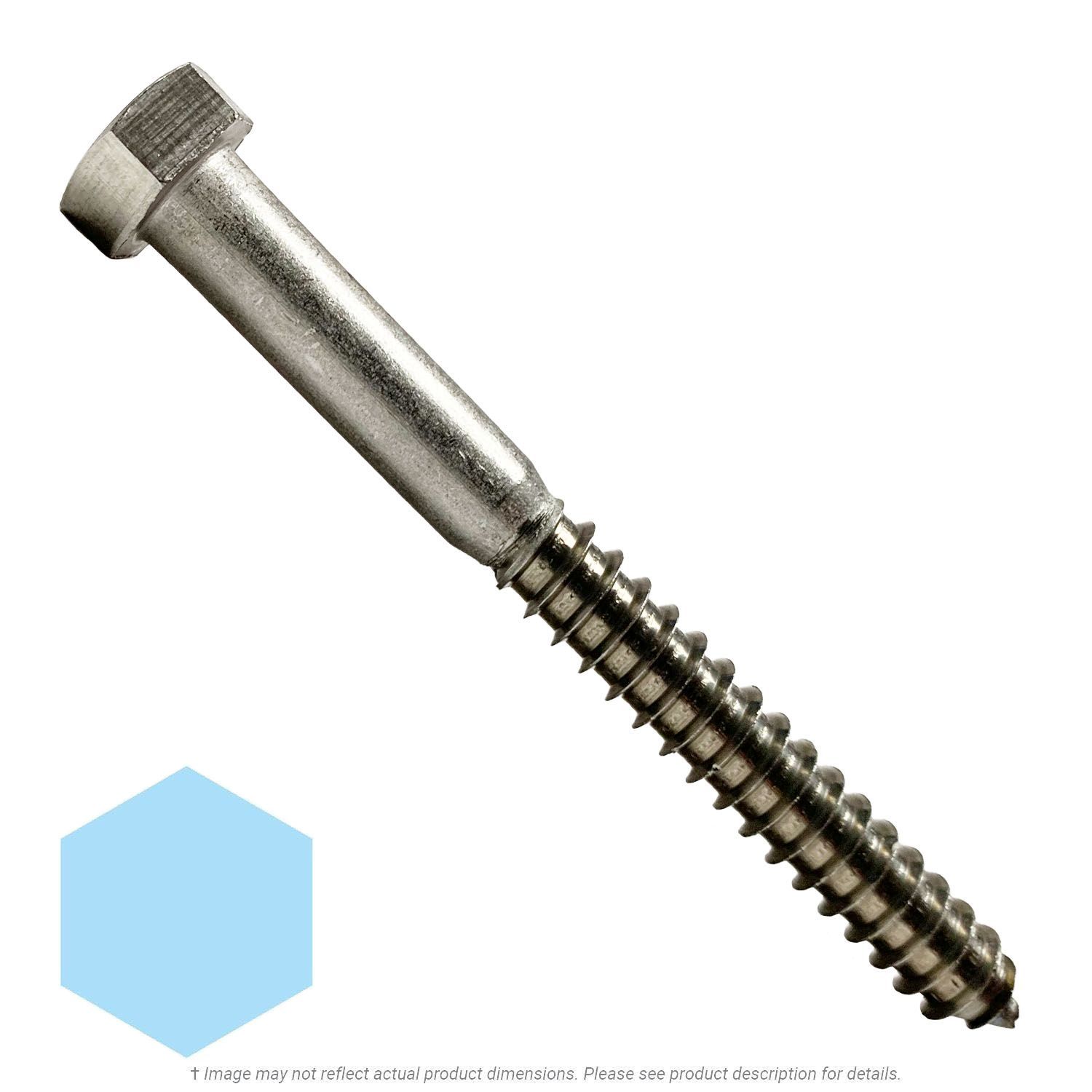 1/4" x 5" Stainless Steel Hex Lag Screw 18-8