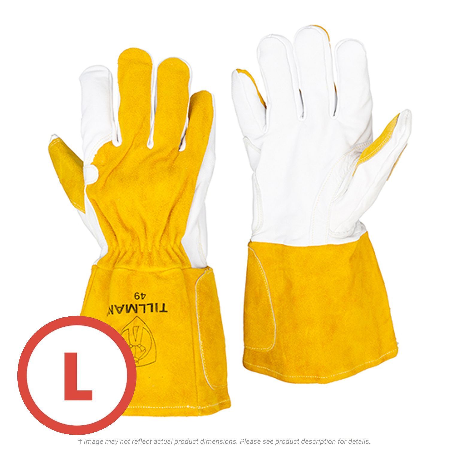Tillman 49 Lined 5" Cuff Goatskin/Split Cowhide Back MIG Glove with Glidepatch Large