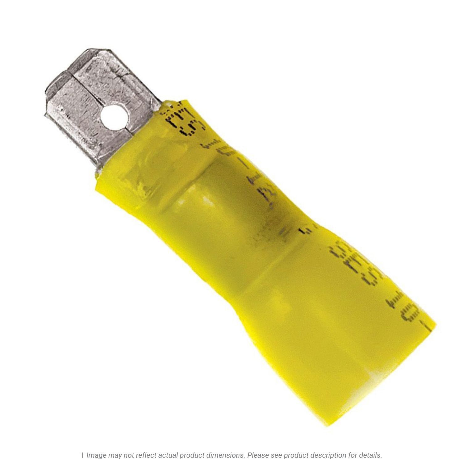 Heat Shrink Male Disconnect Yellow 12-10 AWG, 0.250" Tab - 50 Pack