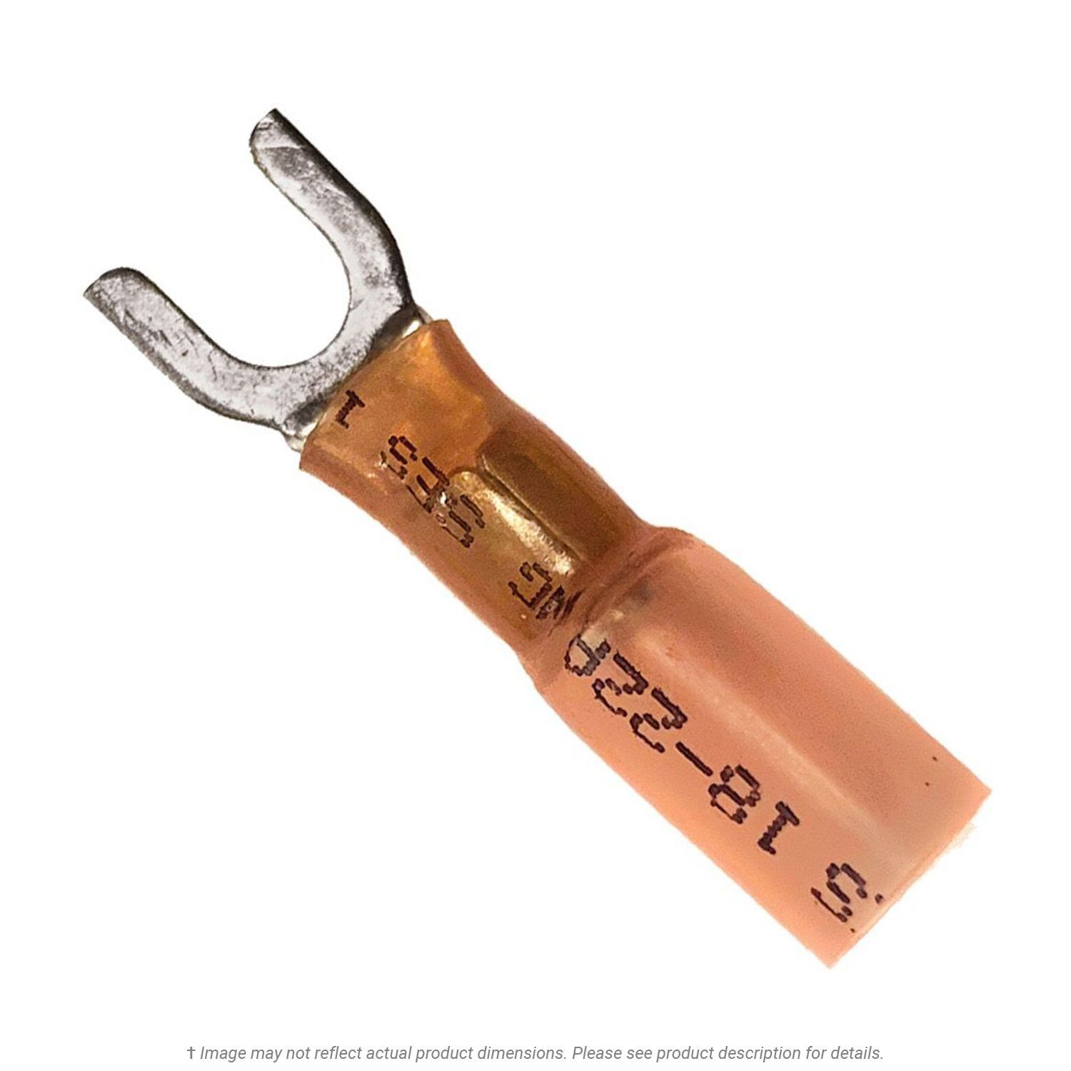 Heat Shrink Spade Terminal Red 22-18 AWG, #8 Stud - 50 Pack