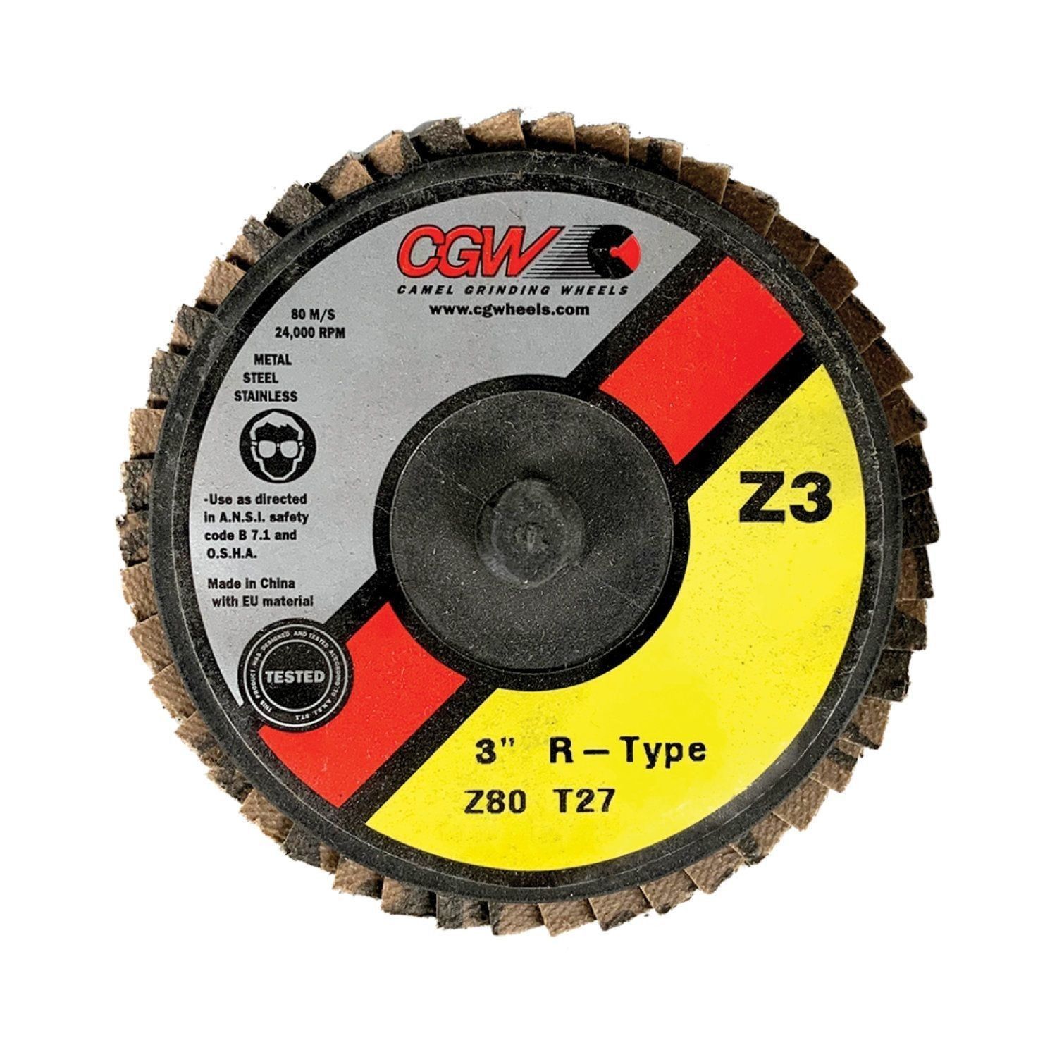 CGW 30011 Z3 Mini 3" Flap Disc Roll-On Arb. T27 36G Zirconia 10 per Box