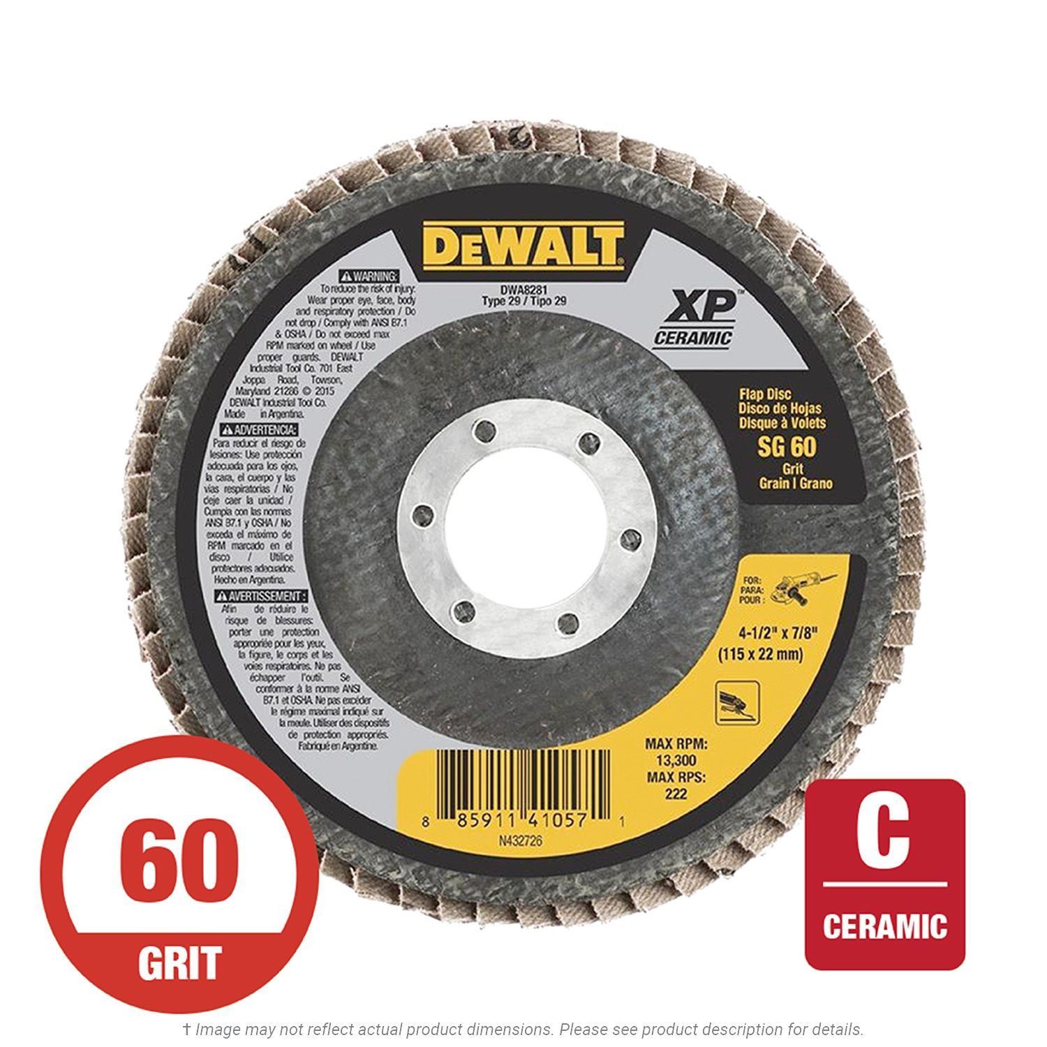 DeWalt 41/2" Ceramic Flap Disc 60 Grit 10 Per Pack K.L. Jack