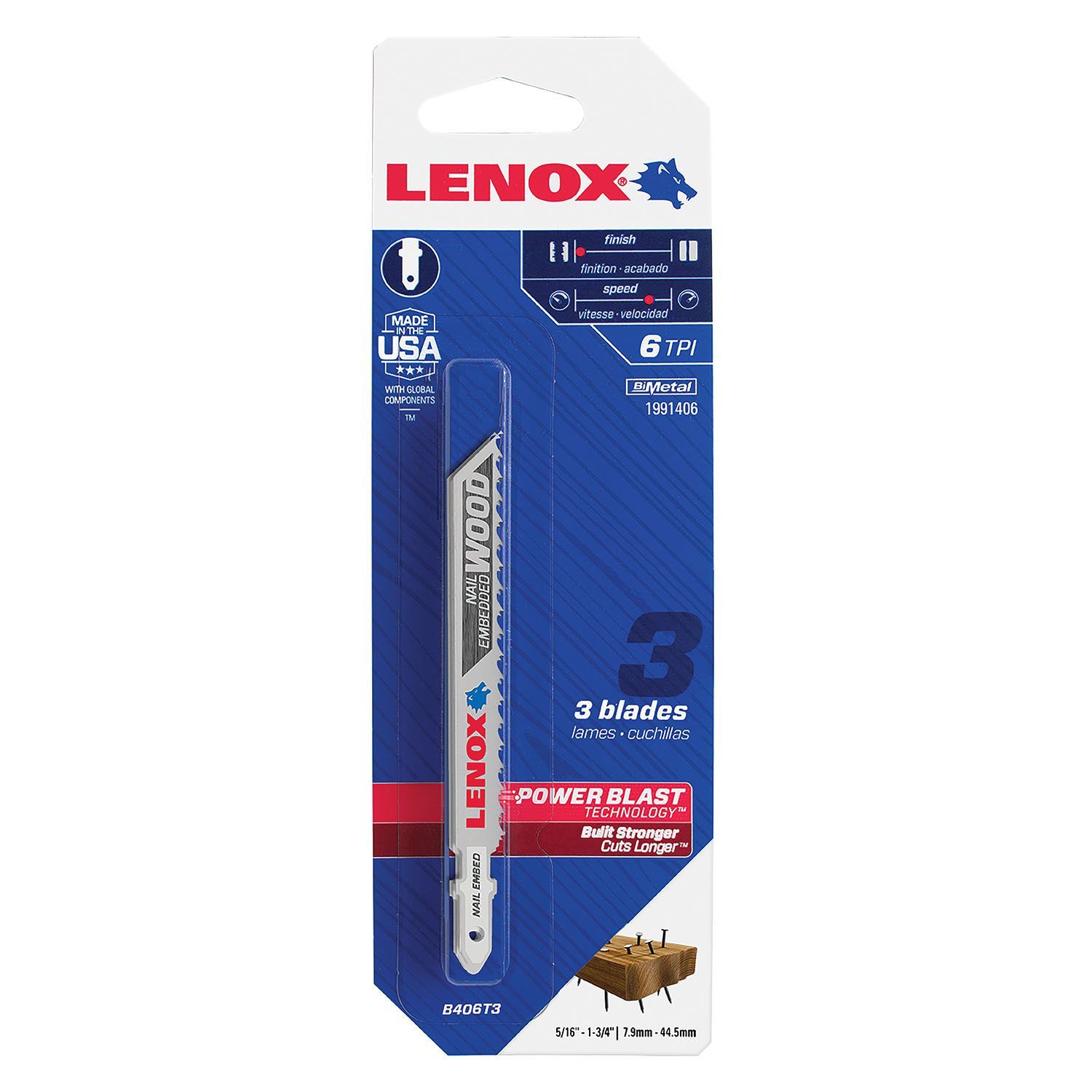 Lenox 4" T-Shank Jigsaw Blade 6 Tooth - 3 per Pack