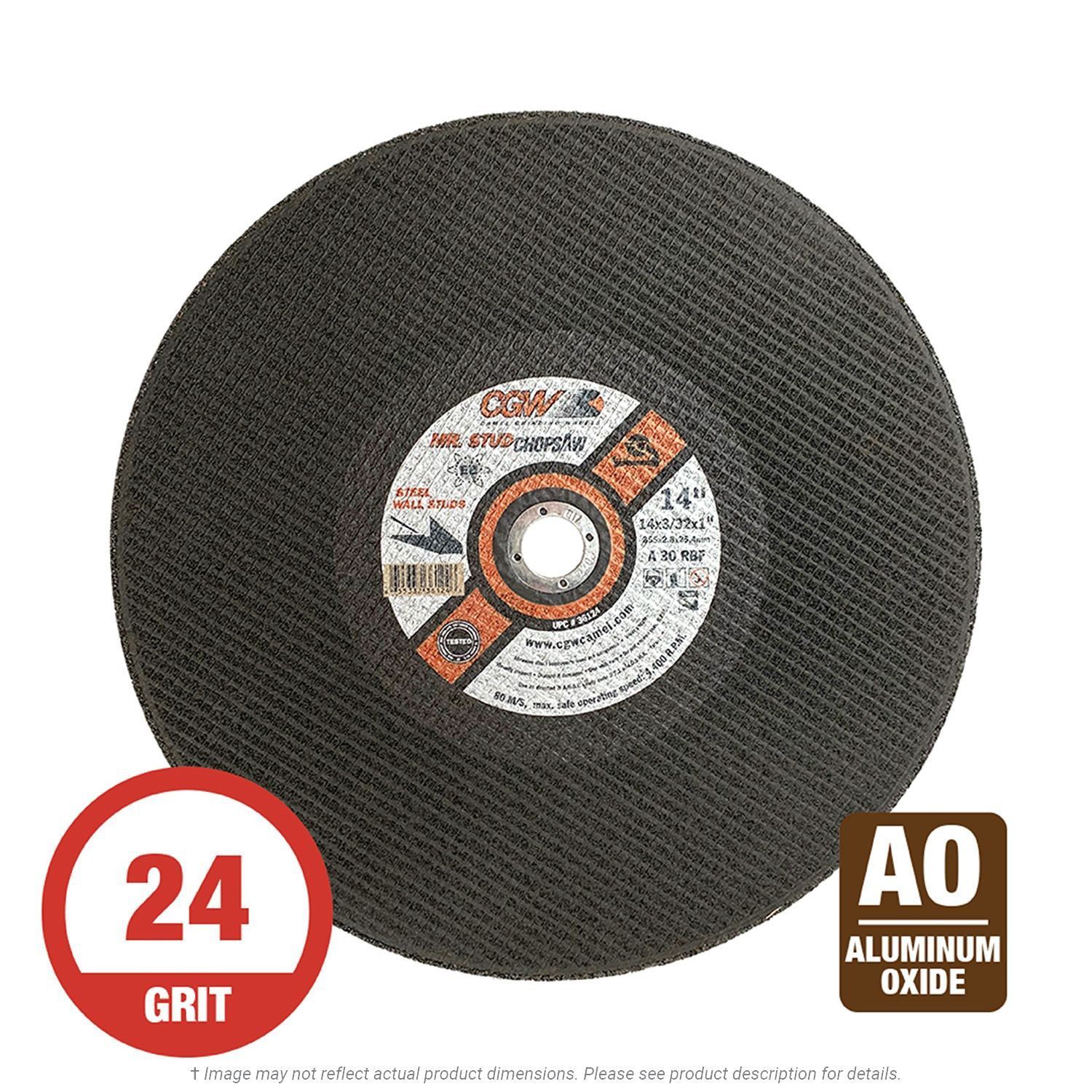 CGW 36124 Chop Saw 14" x 3/32" x 1" Metal Stud Cut-Off Wheel 30G DR AO 10 per Box